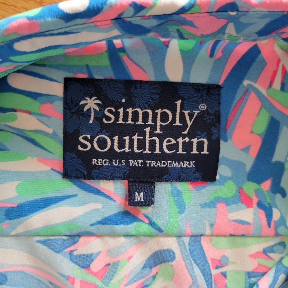 Simply Southern Men’s Shirt - Mint, Pink, Blue. Size Medium - Picture 3 of 5
